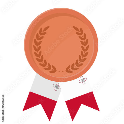 Bronze award medal with Malta flag ribbons for winners