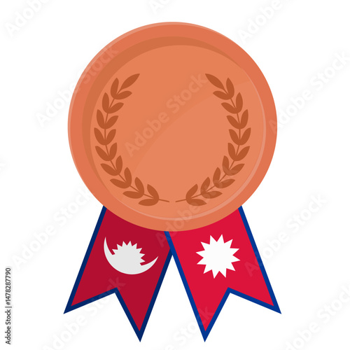 Bronze award medal with Nepal flag ribbons for winners