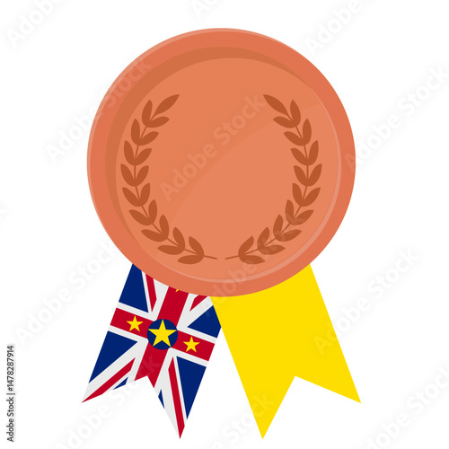 Bronze award medal with Niue flag ribbons for winners