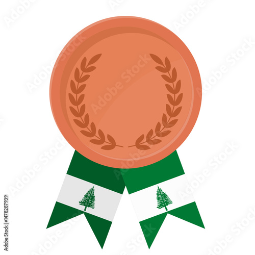 Bronze award medal with Norfolk Island flag ribbons for winners
