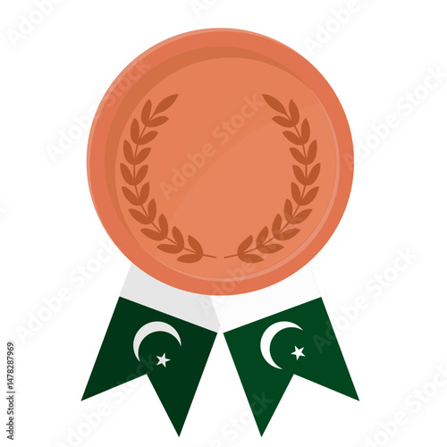 Bronze award medal with Pakistan flag ribbons for winners