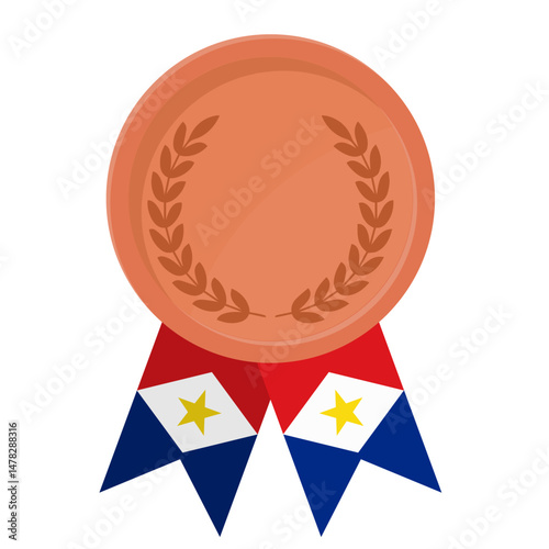 Bronze award medal with Saba flag ribbons for winners