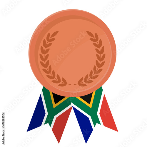 Bronze award medal with South Africa flag ribbons for winners