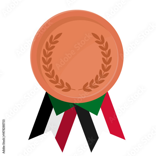 Bronze award medal with Sudan flag ribbons for winners