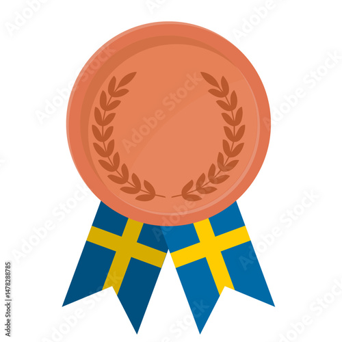 Bronze award medal with Sweden flag ribbons for winners