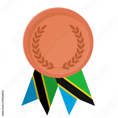 Bronze award medal with Tanzania flag ribbons for winners
