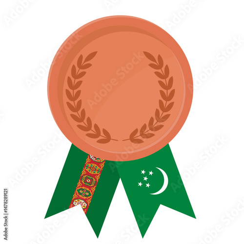 Bronze award medal with Turkmenistan flag ribbons for winners