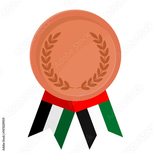 Bronze award medal with United Arab Emirates flag ribbons for winners