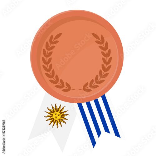 Bronze award medal with Uruguay flag ribbons for winners