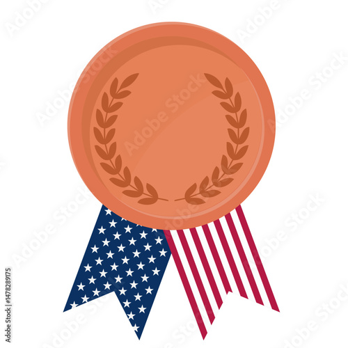 Bronze award medal with USA flag ribbons for winners