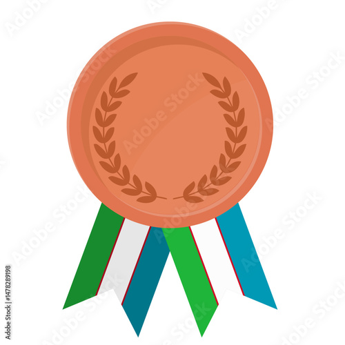 Bronze award medal with Uzbekistan flag ribbons for winners