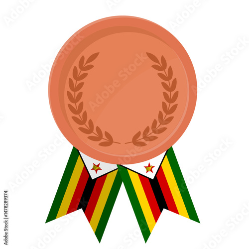 Bronze award medal with Zimbabwe flag ribbons for winners