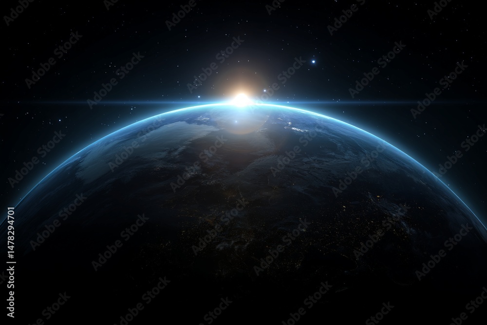 Fototapeta premium Earth Sunrise/Sunset from Space: Digital Image