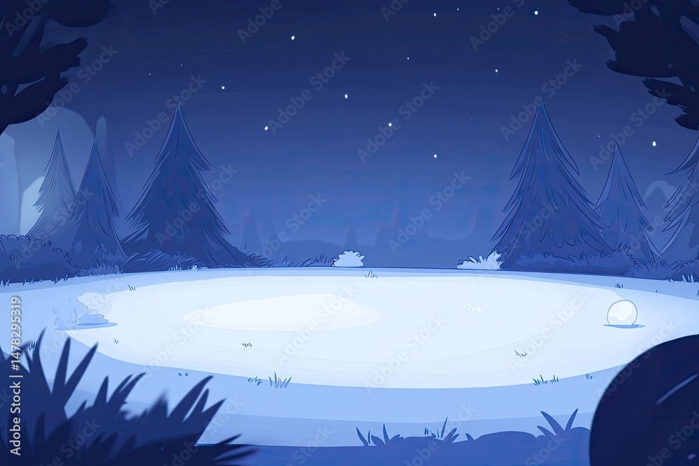 Fototapeta premium Frozen night forest glade