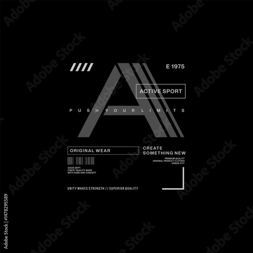 active wear typography . New concept t shirt graphics vectors. 