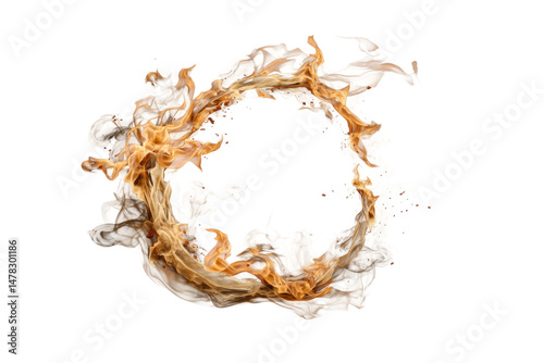 PNG Fiery ring of flames creating circular motion on black background