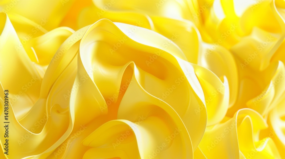 Obraz premium Abstract folded paper effect. Bright colorful yellow background. Maze made of paper. 3d rendering