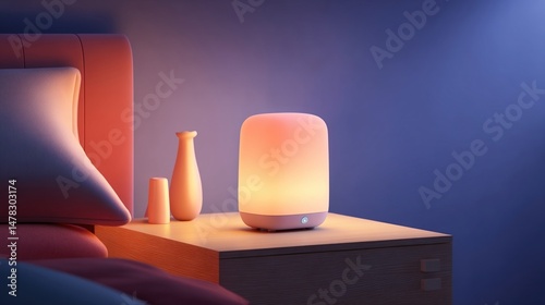 Obraz na płótnie An innovative smarch p on a bedside table demonstrating an intuitive user interface for sleep tracking and vital monitoring surrounded by soft lighting and calming decor that represents w salonie