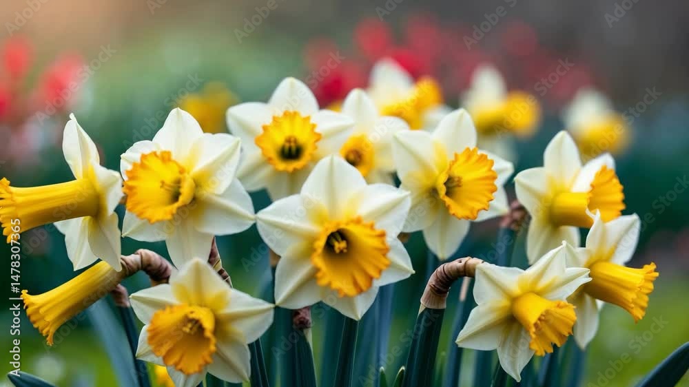 Daffodil, Narcissus flowering. Daffodil, Narcissus flowering.