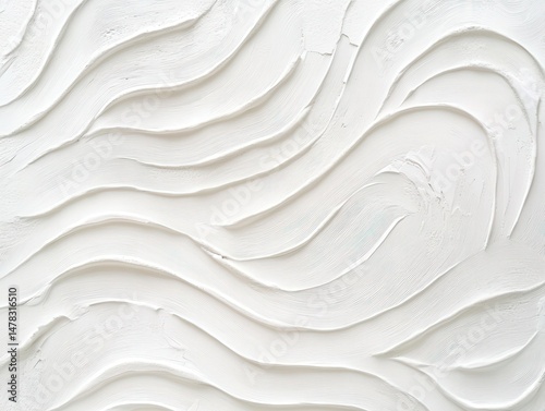 Textured White Wall with Flowing Wave Patterns for Creative Use