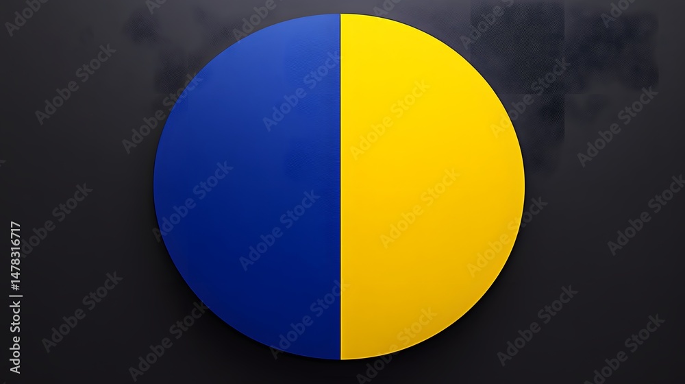Fototapeta premium Abstract Half Circle Design Blue Yellow Split Background