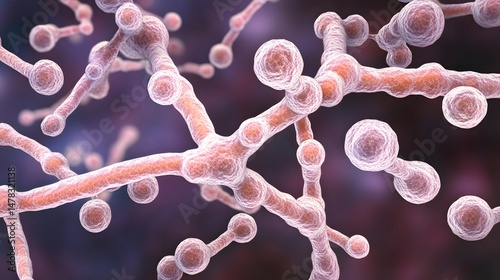 Microscopic 3D Render of Candida albicans Fungus Cells