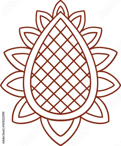 Henna tattoo doodle element on white background. Arabic ornate swirls element. Indian floral design for you