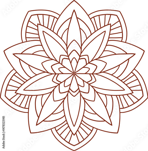 Henna tattoo doodle element on white background. Arabic ornate swirls element. Indian floral design for you