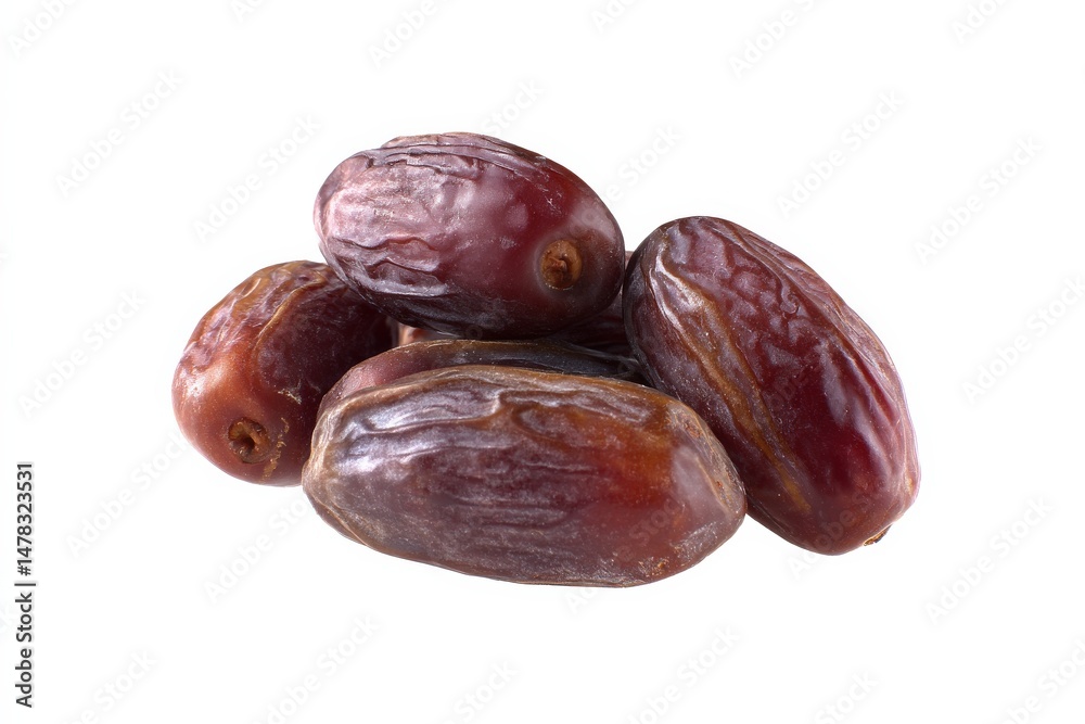 Obraz premium A close-up shot of four dates against a white background.