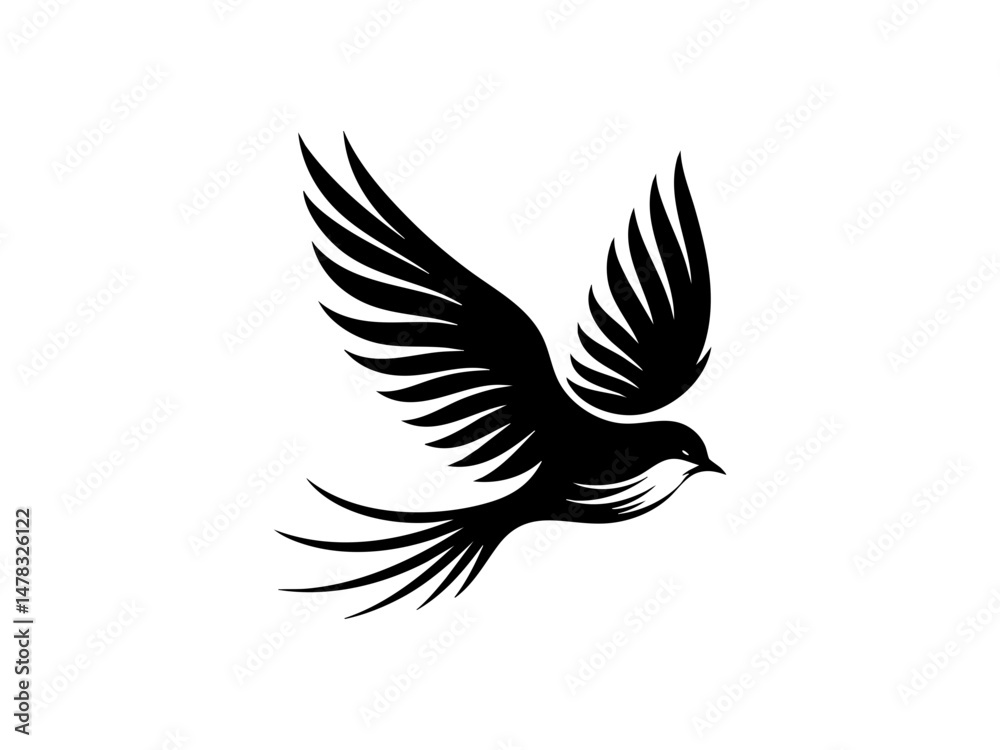 Fototapeta premium Bird Silhouette on Branch SVG Clipart 