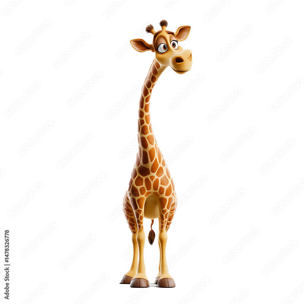 Obraz premium 3D Cartoon Giraffe with Long Neck