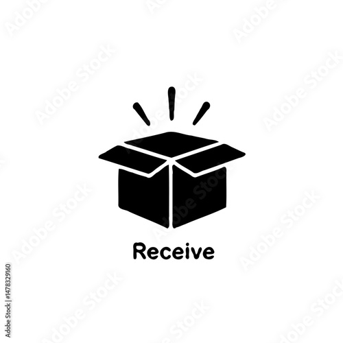 Box arrival conceptualization unveiling surprise with illustrative emblem graphic