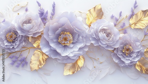 Delicate Light Purple And Gold Floral Arrangement