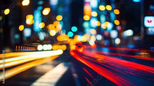 Abstract Cityscape with Blurred Lights and Motion