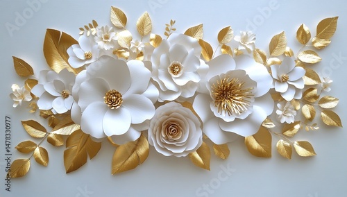 Elegant White And Gold Paper Flowers Arrangement