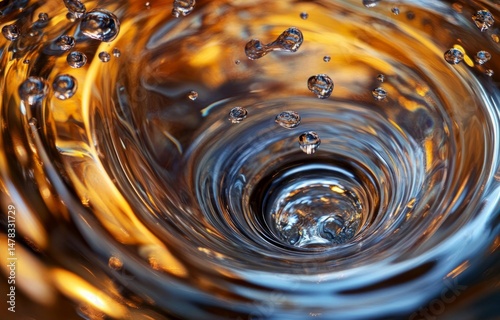 Vortex of Water: A mesmerizing macro view showcases the dynamic beauty of swirling water, a symbol of both natural elegance and elemental force.