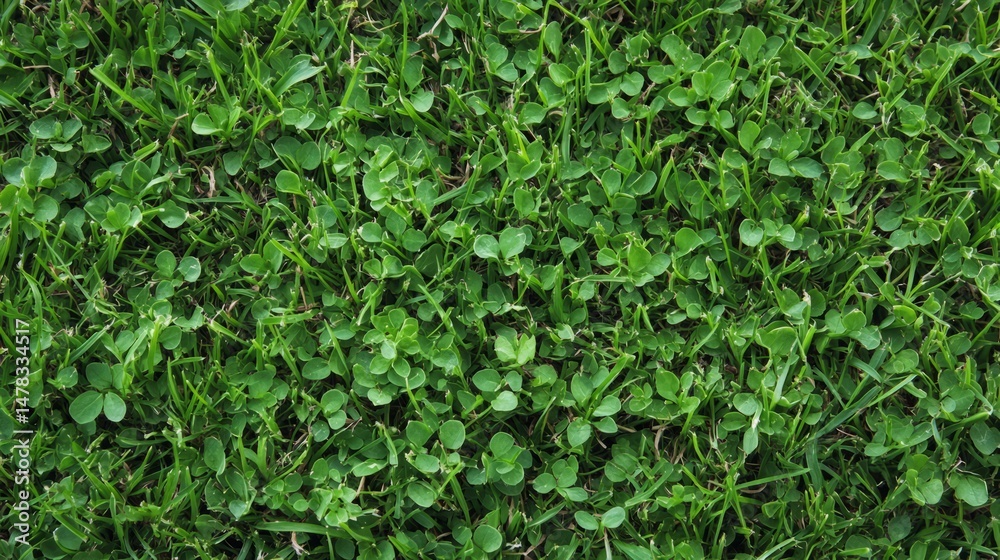 Obraz premium Green Grass and Clover: A captivating macro shot of lush, verdant grass interspersed with patches of delicate clover, creating a textured tapestry of natural beauty.