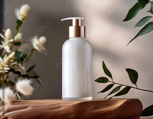 mockup of premium skincare lotion bottle