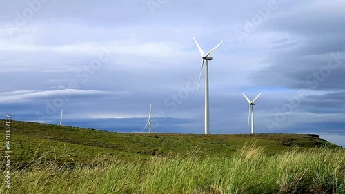 Wallpaper Mural Wind Turbines on Grassy Hilltop with Rainbow Torontodigital.ca