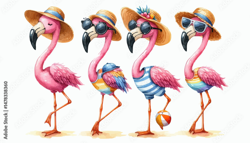 Obraz premium Summer flamingos