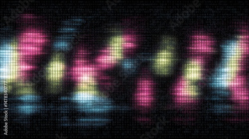 Abstract Matrix of Color: A mesmerizing tapestry of light and color unfolds in a dark, grid-like matrix, creating a visually stimulating and ethereal effect.