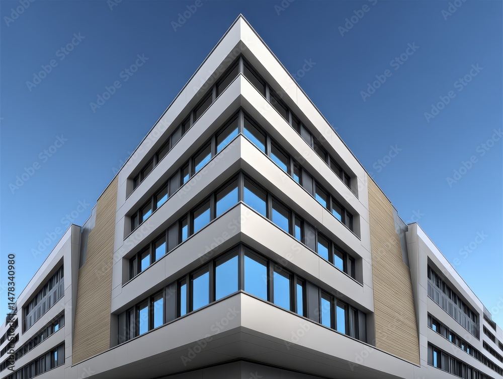 Obraz premium Single skyscraper against vibrant blue sk-2 - pattern design abstract background