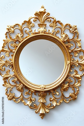 Ornate gold framed circular mirror