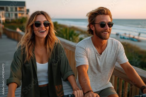 Couple on Bikes created with Generative AI Technology, ai, generative