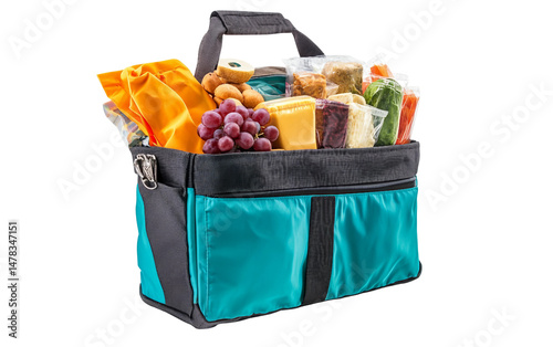 Fresh, healthy snacks packed into a school lunch bag, offering both nutrition and convenience for busy students isolated on white background PNG