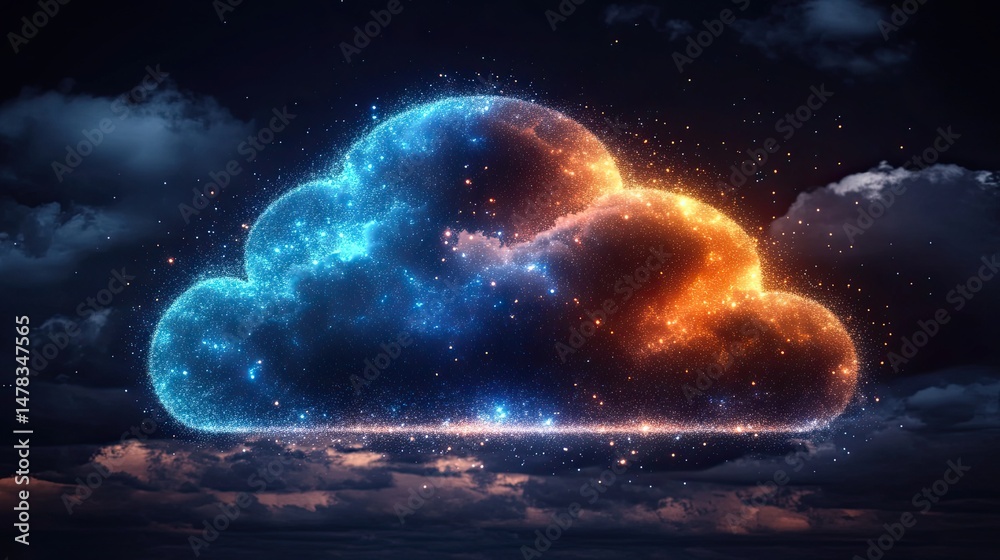 Obraz premium Glowing Cloud Computing Network.