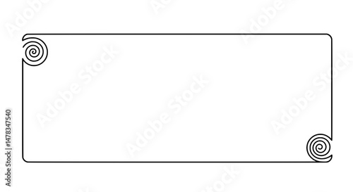 Ornate Rectangular Frame: An elegant rectangular frame with rounded corners and decorative swirl patterns adorning the top left and bottom right corners, offering a sense of sophistication.