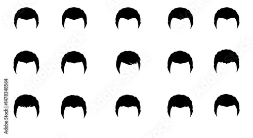 Hair Pattern Design: A visual array showcasing an assortment of hairstyles, offering a diverse representation of hair patterns for design and styling concepts.