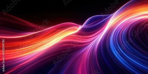 Wallpaper Mural Vibrant flow of colorful light waves blending shades of red, orange, pink, purple, and blue on a dark background, evoking a sense of motion and energy Torontodigital.ca
