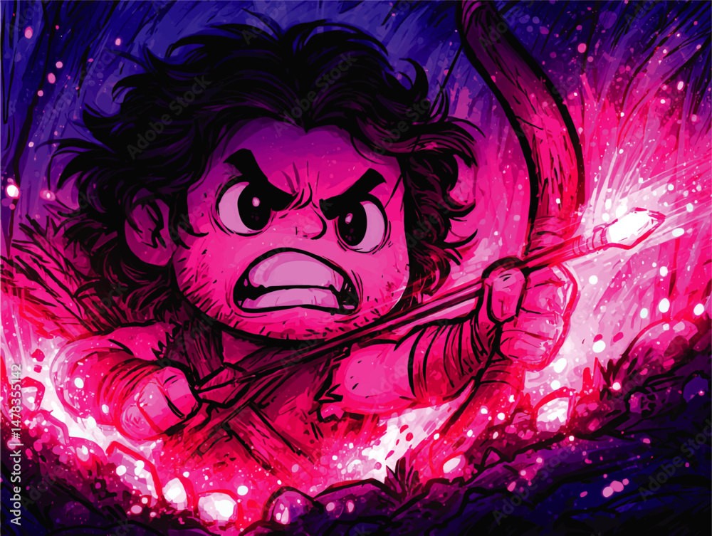 Dynamic Vibrant Vector Illustration of Angry Warrior Archer Aiming Arrow Magical Pink Glowing Fantasy Background Intense Battle Glowing Crystals Dark Forest Adventure Dynamic Vibrant Vector Illustration of Angry Warrior Archer Aiming Arrow Magical Pink Glowing Fantasy Background Intense Battle Glowing Crystals Dark Forest Adventure